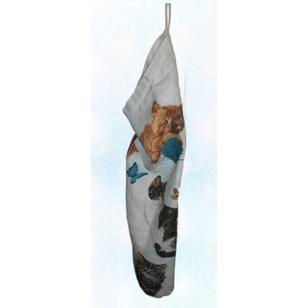 Handmade Fabric Plastic Bag Holder Sleeve Kay Dee Kitty Cats Version 2 Kittens